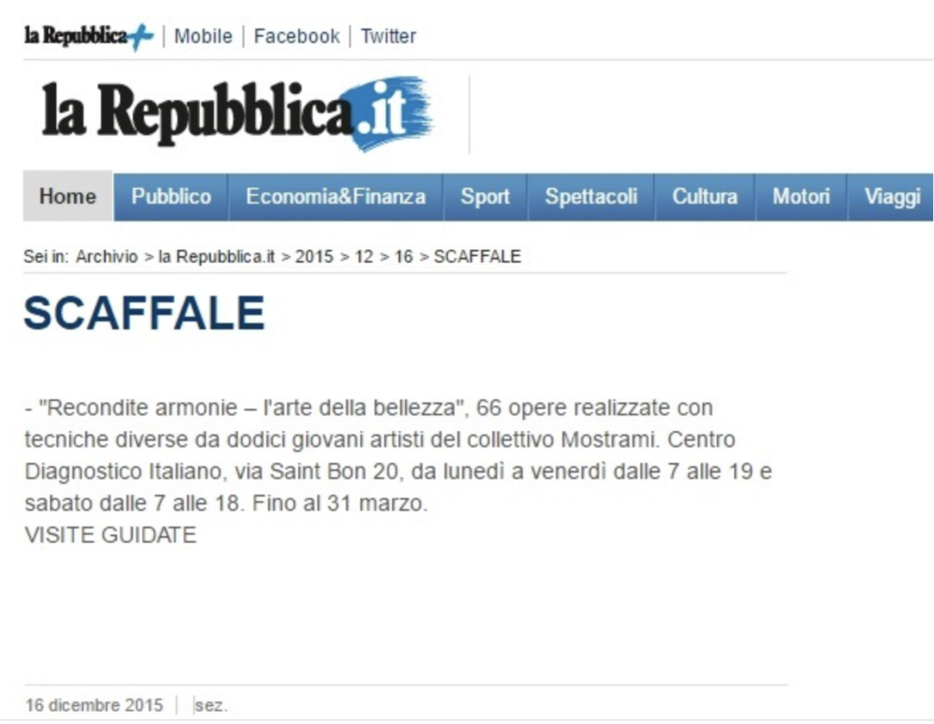 La mostra Recondite Armonie è su La Repubblica