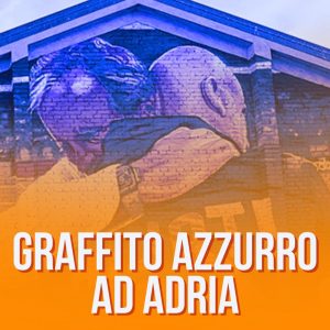 murales street art graffiti a tema calcio in Italia squadre giocatori calciatori graffito azzurro ad Adria