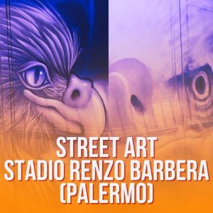 murales street art graffiti a tema calcio in Italia squadre giocatori calciatori street art stadio Renzo Barbera Palermo
